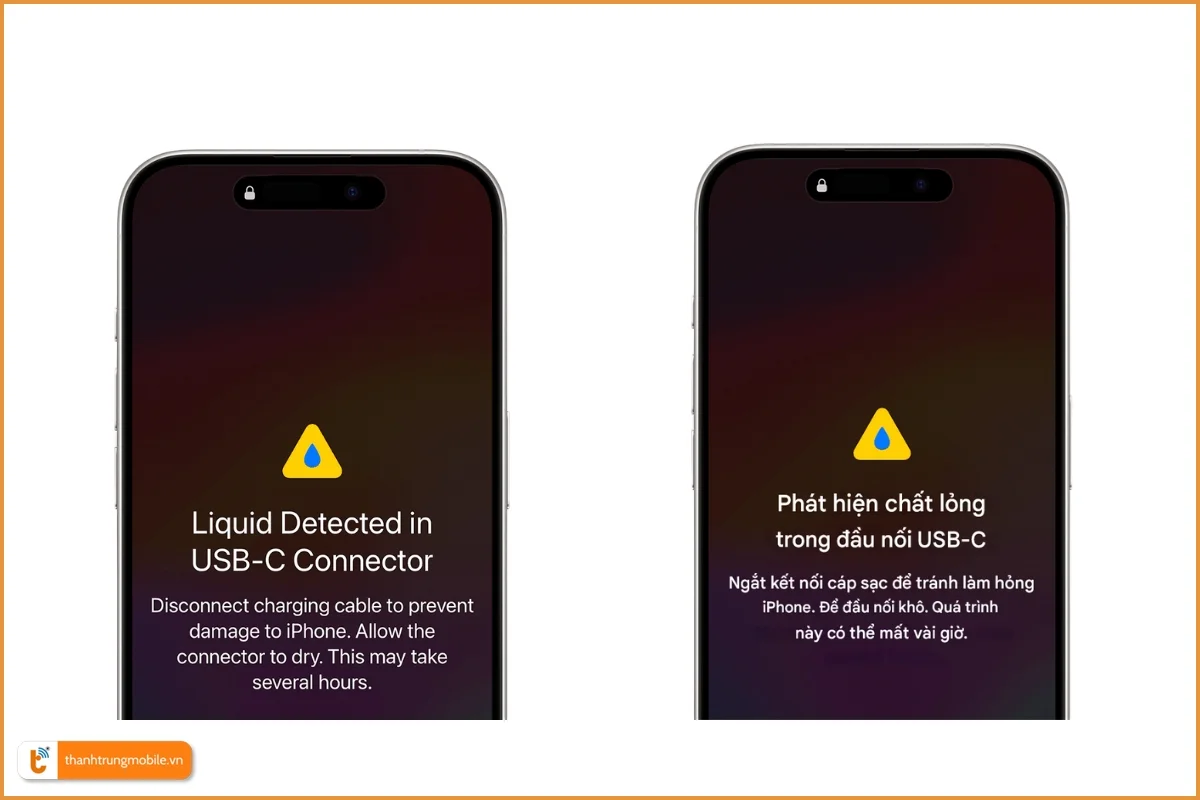 Phát hiện chất lỏng trong đầu nối USB-C