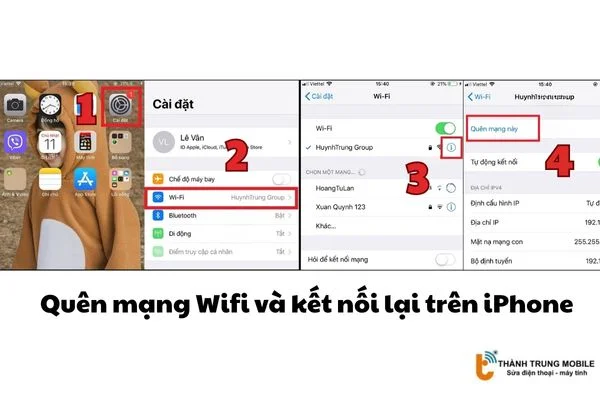 Quên mạng Wifi và kết nối lại 