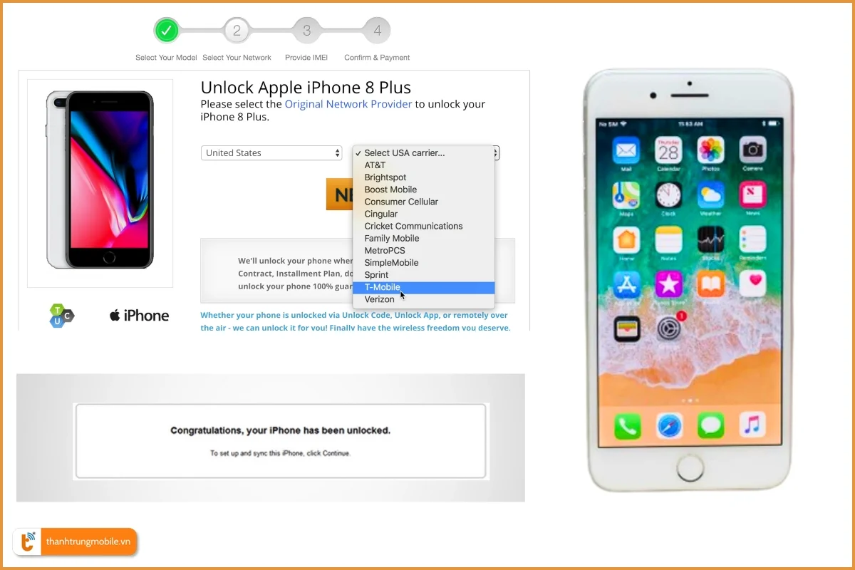 Quy trình mua code unlock iPhone 8 Plus