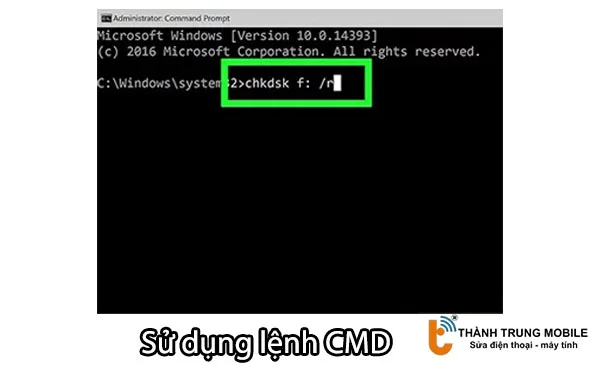 Khắc phục bằng cách sử dụng lệnh CMD