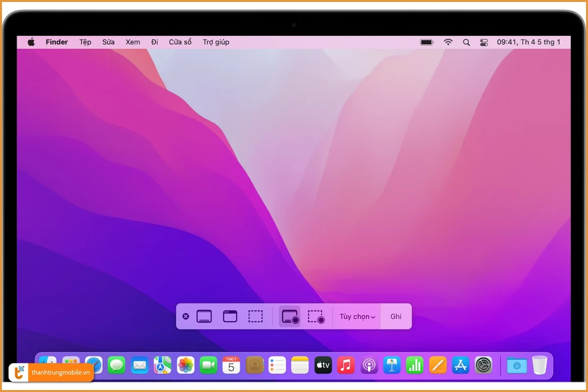 Sử dụng phím tắt (Screenshot Toolbar) để quay màn hình Macbook M1