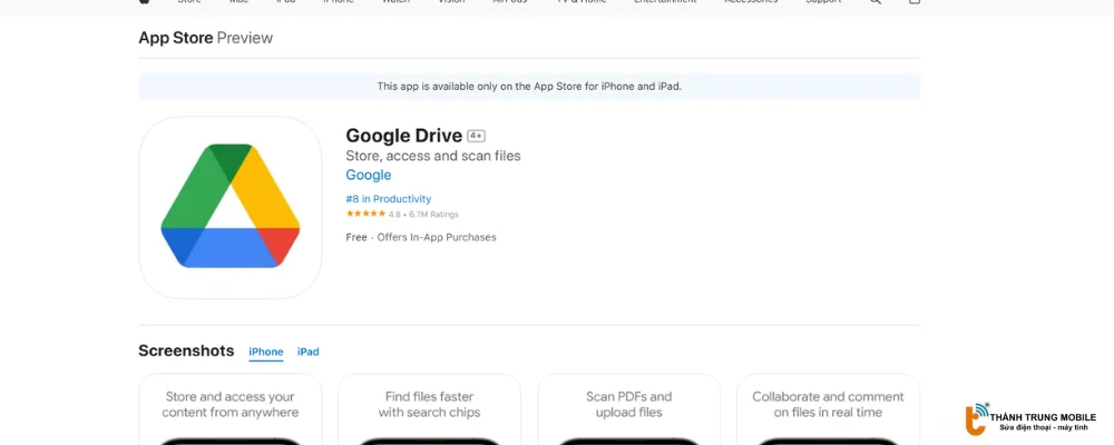 Tải Google Drive trên App Store