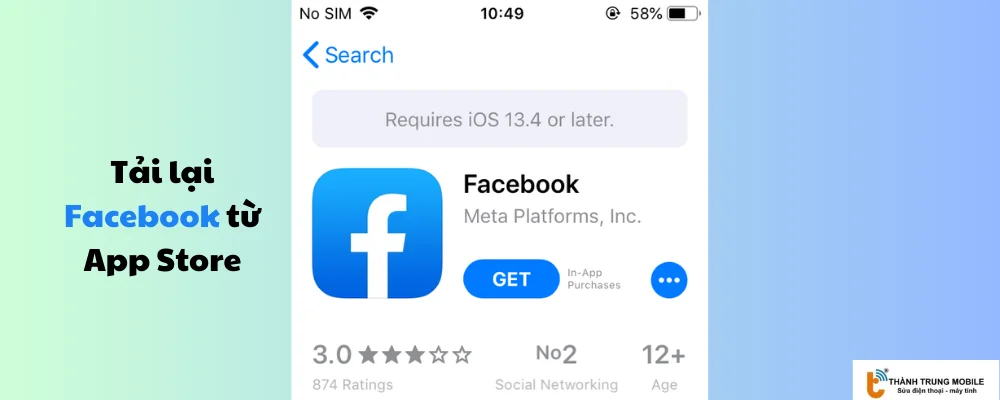 Tải lại Facebook từ App Store