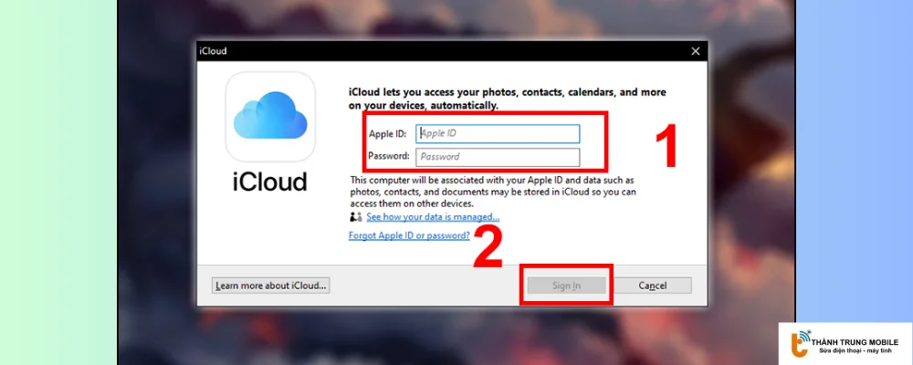 Tải và đăng nhập vào iCloud