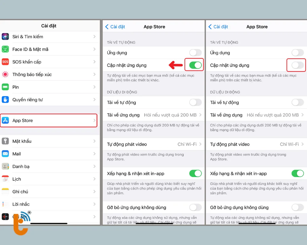 Tắt cập nhật ứng dụng của App Store