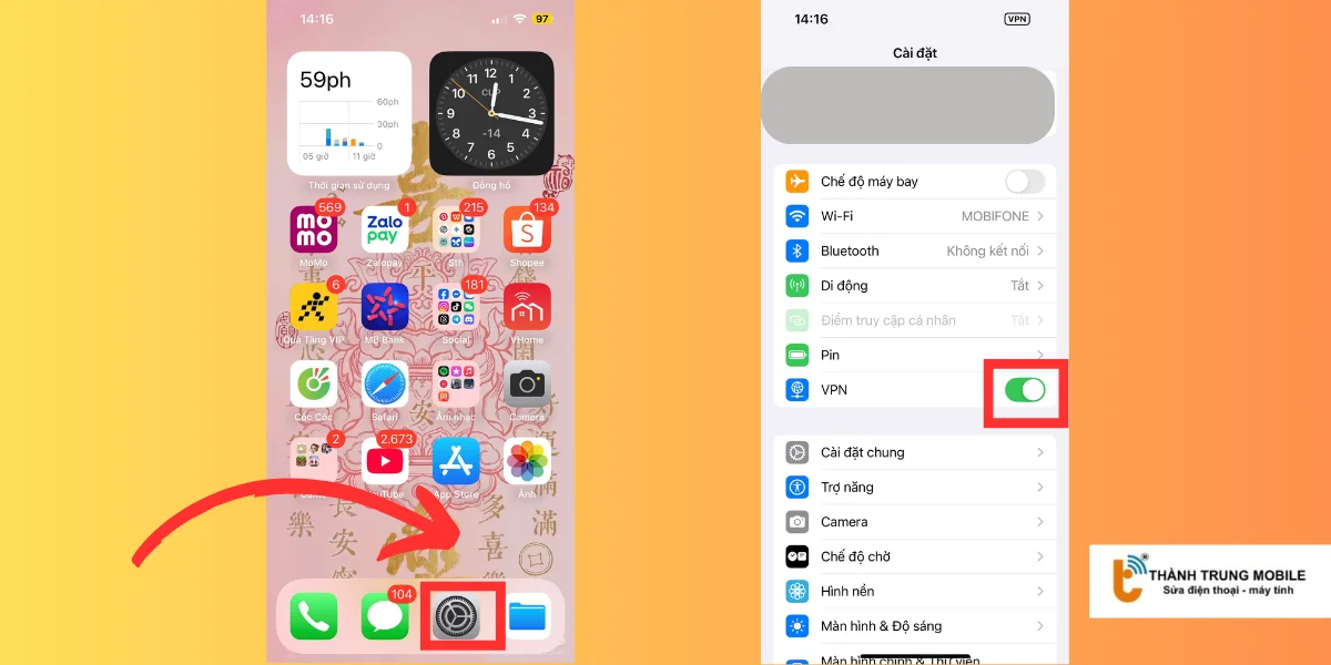 Tắt VPN trên iPhone