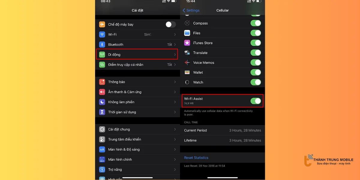 Tắt Wi-Fi Assist