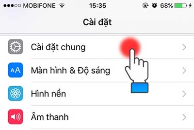  Chọn vào cài đặt chung