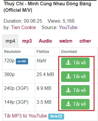 Tiến hành tải link về