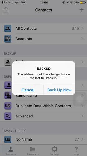 Nhấn vào Back Up Now để tạo một bản sao lưu toàn bộ danh bạ của bạn