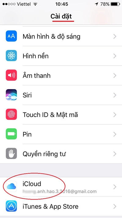 sao lưu danh bạ từ iPhone lên gmail bước 1