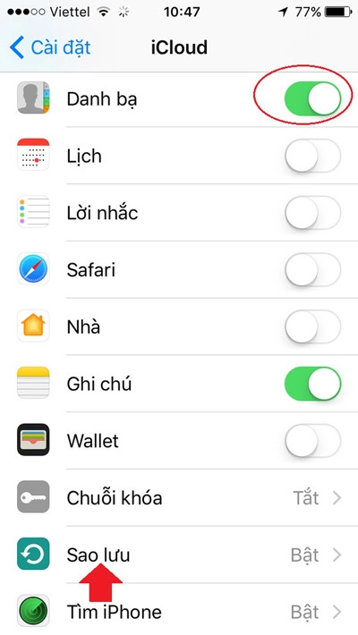 sao lưu danh bạ từ iPhone lên gmail - bước 2