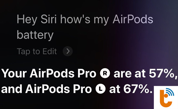 Dùng Siri kiểm tra pin Airpods