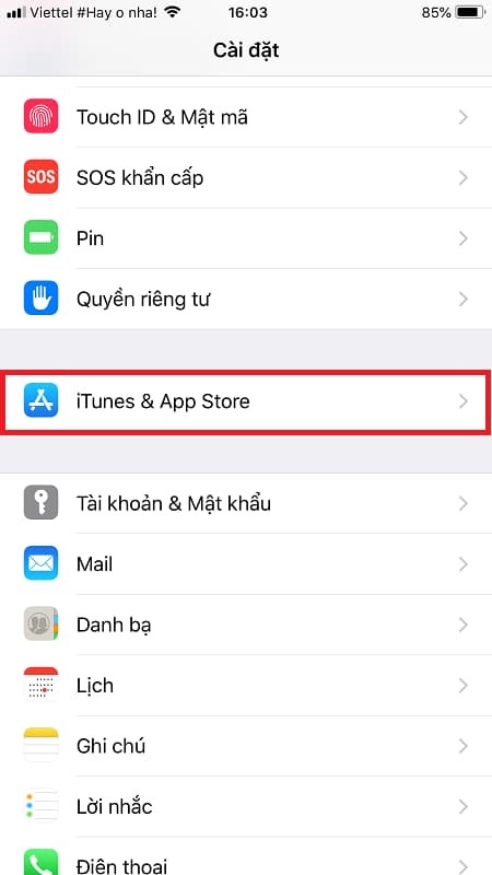 Chọn iTunes & Appstore