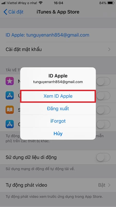 Chọn xem iD Apple