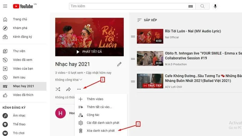 Hướng dẫn xóa danh sách phát trên Youtube bằng điện thoại và máy tính