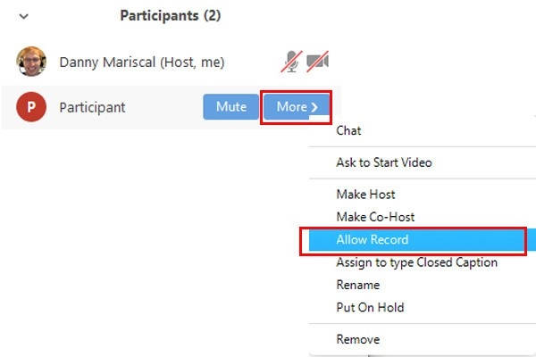 Cách chỉ định quyền Record trên zoom cho người tham gia 