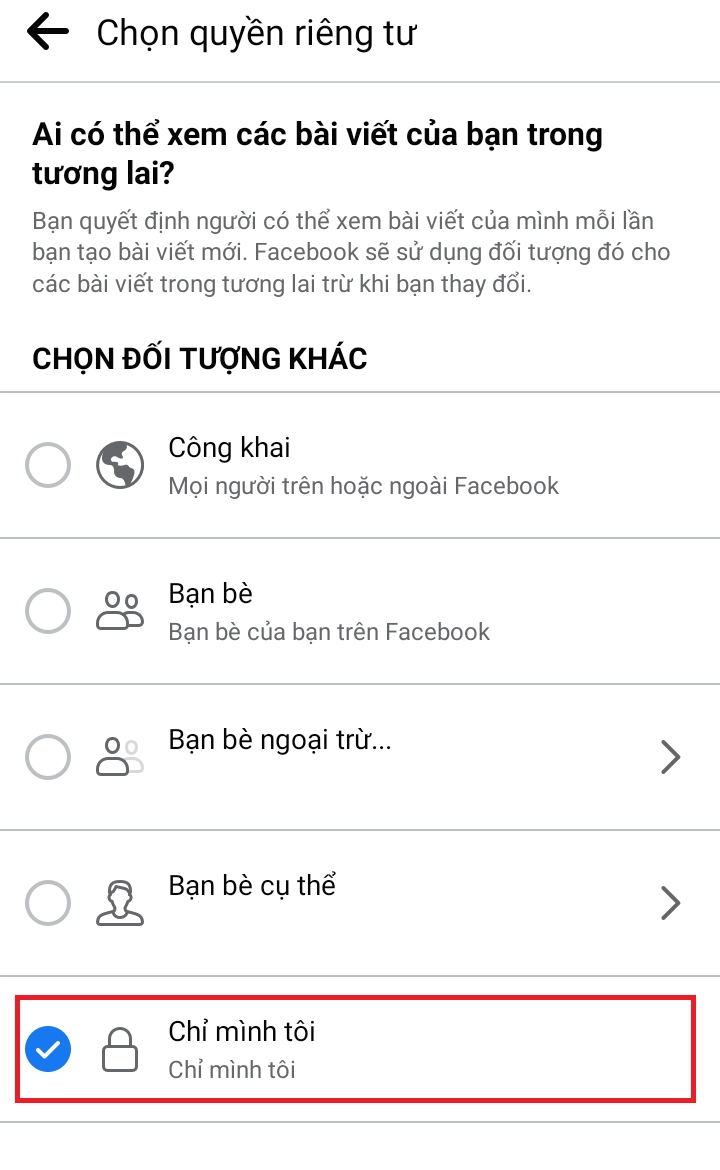 Lựa chọn chỉ mình tôi