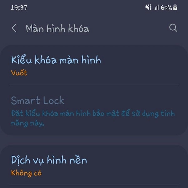 Bước 2 - chọn Kiểu khóa màn hình