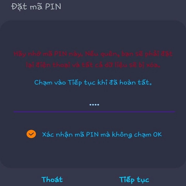 Bước 4 - Hoàn tất đặt mã PIN trên điện thoại Android