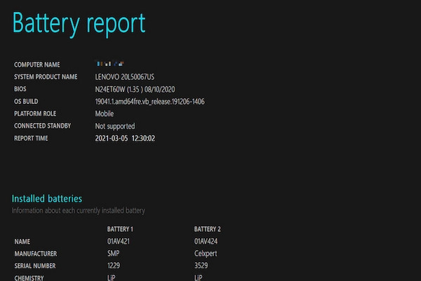 Powercfg Battery Report