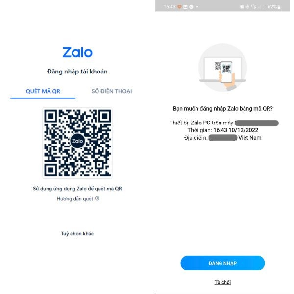 Đăng nhập Zalo trên máy tính bằng cách quét mã QR