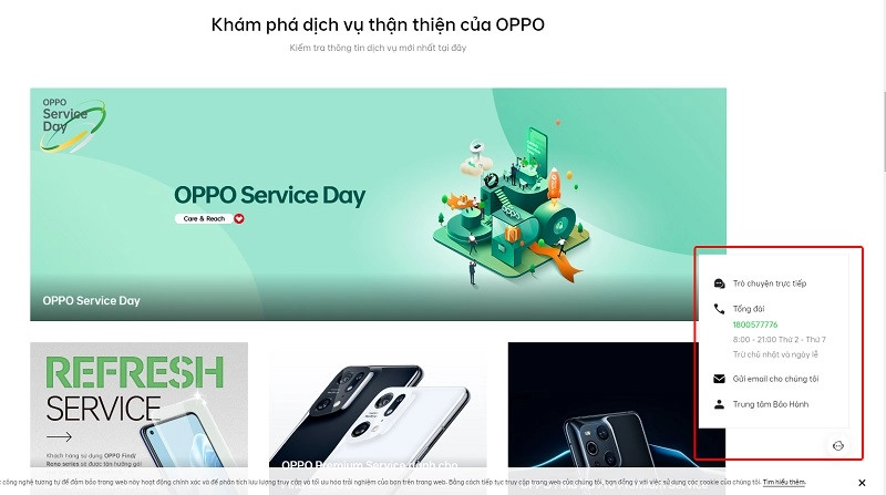 trò chuyện trực tiếp với trung tâm sửa chữa oppo