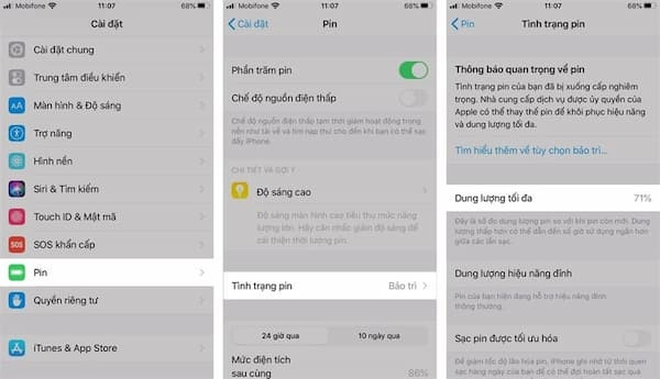 Kiểm tra dung lượng pin Iphone 8 Plus