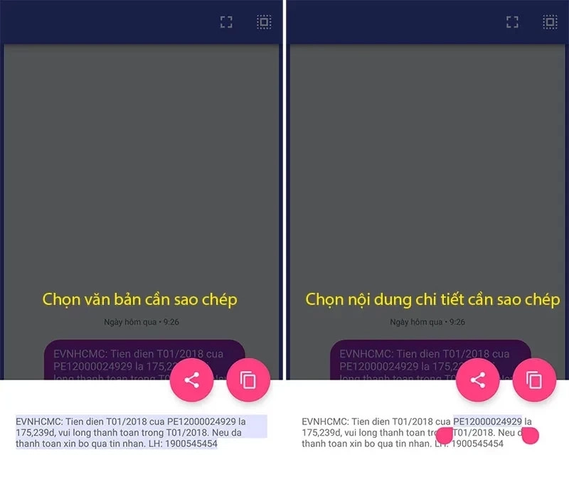 Trải nghiệm tính năng copy nhanh văn bản trên Android