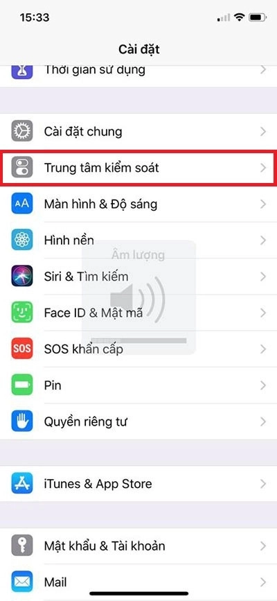 Chọn trung tâm kiểm soát