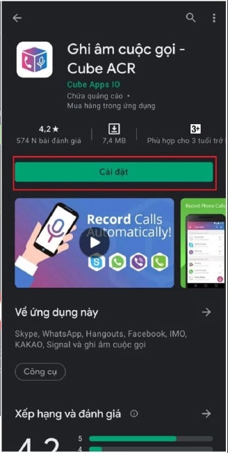 Cài đặt ứng dụng Cuber ACR trên điện thoại