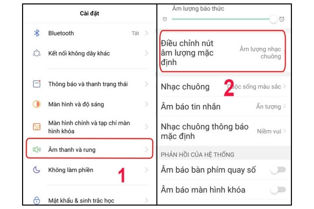 Chỉnh âm lượng trong Cài đặt 