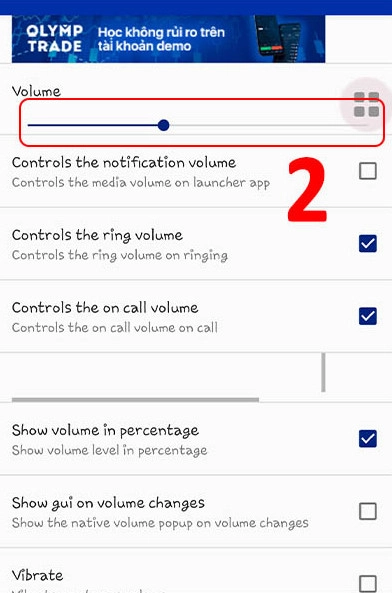 Ở mục Volume kéo tăng giảm âm lượng theo nhu cầu
