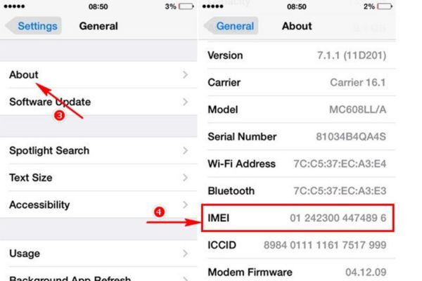 Chọn About rồi check IMEI