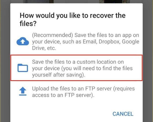 Chọn tiếp Save the file a custom location