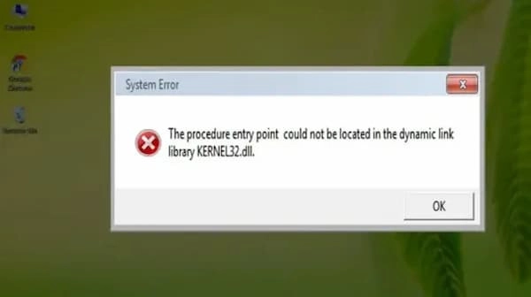 Lỗi dynamic link library kernel32.dll 