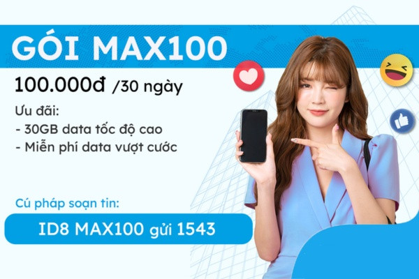 Đăng ký 4g vinaphone tháng gói Max100