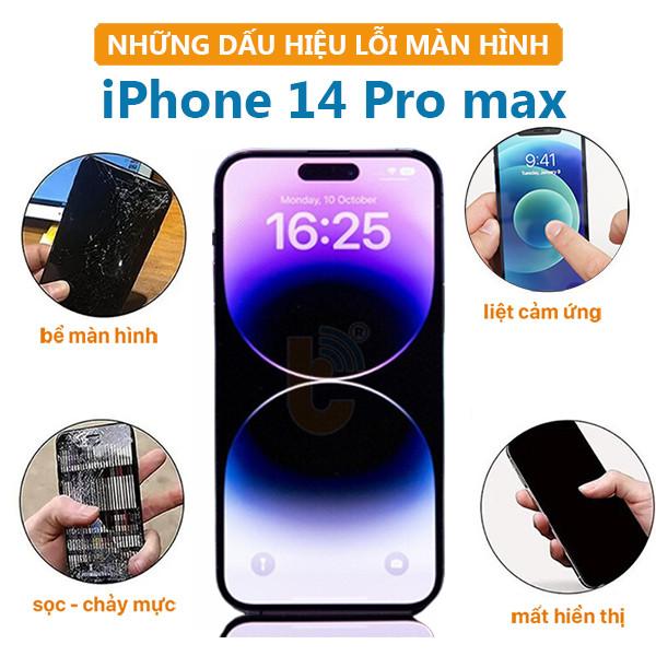 Các dấu hiệu lỗi màn hình iphone  14 pro max