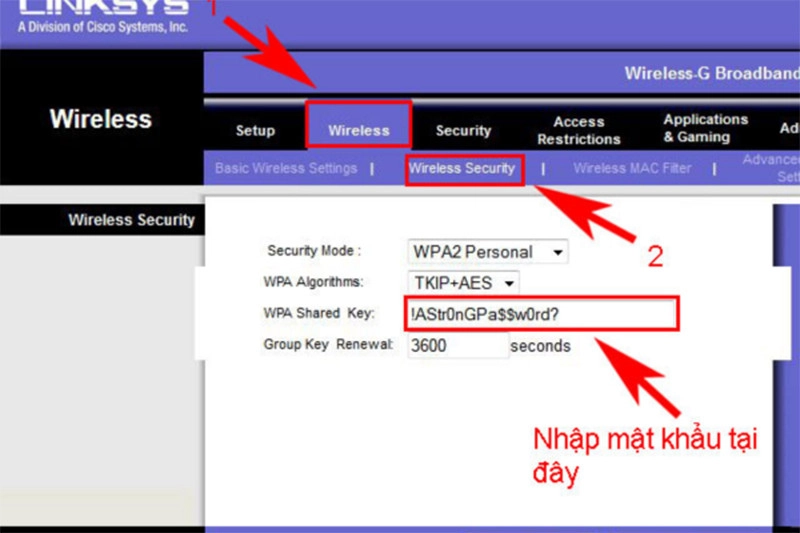 Đổi mật khẩu WIFI Linksys 2