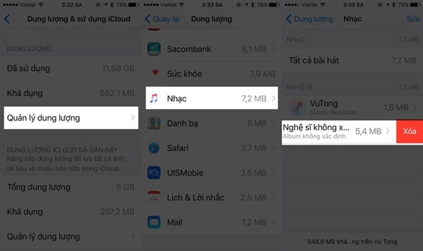 giải phóng bộ nhớ cho iPhone 8