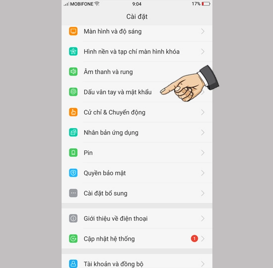 khóa ứng dụng trên Oppo F1S bằng vân tay 1