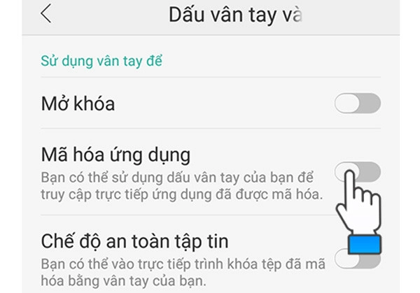 khóa ứng dụng trên Oppo F1S bằng vân tay 2