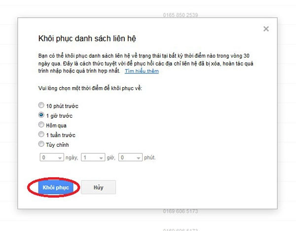 Khôi Phục Danh Bạ Gmail 4