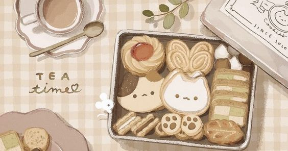 Hình nền laptop cute về những chiếc bánh quy dễ thương