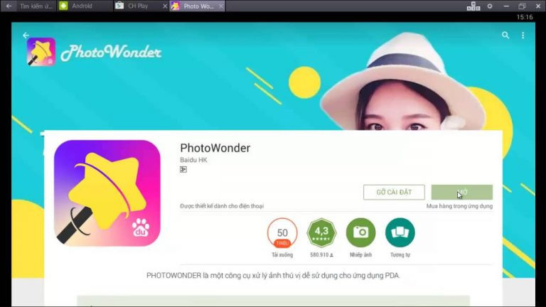 Giao diện ứng dụng Photowonder
