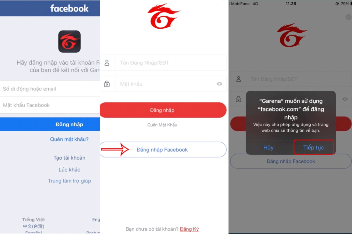 Garena đăng nhập Facebook