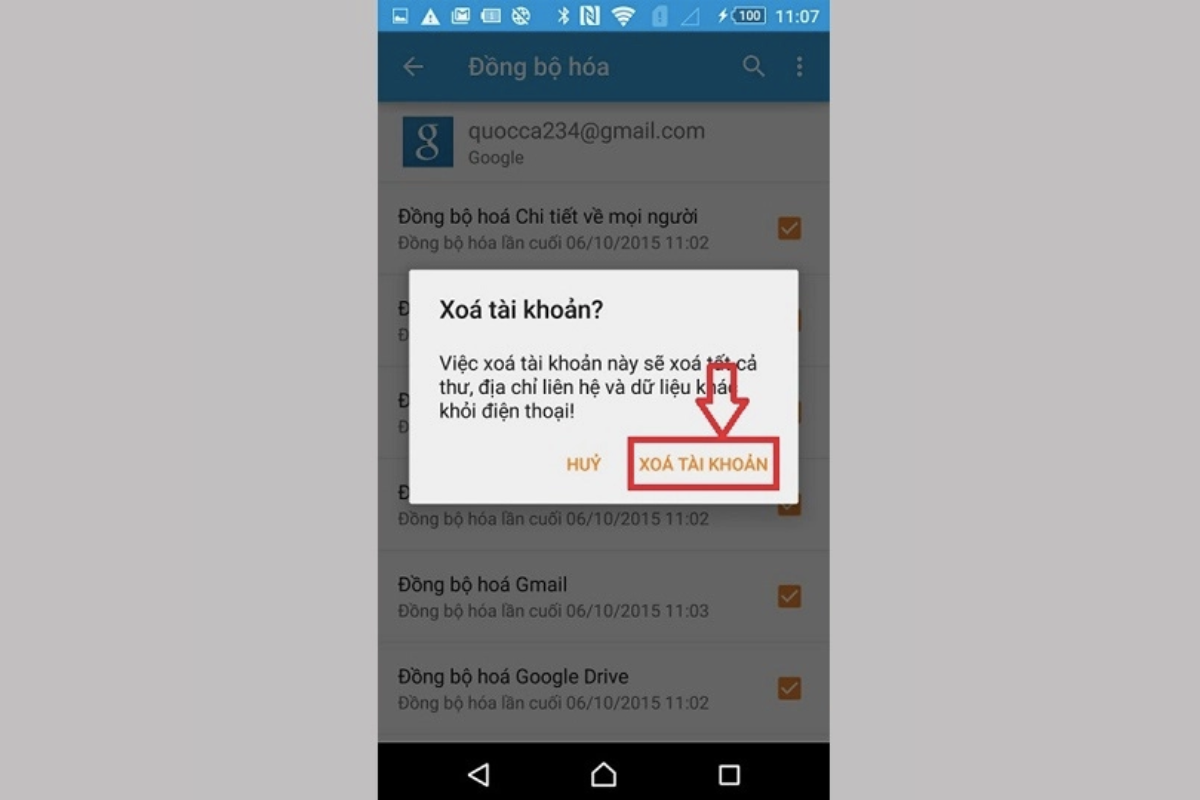 đăng xuất Gmail trên điện thoại Android 6