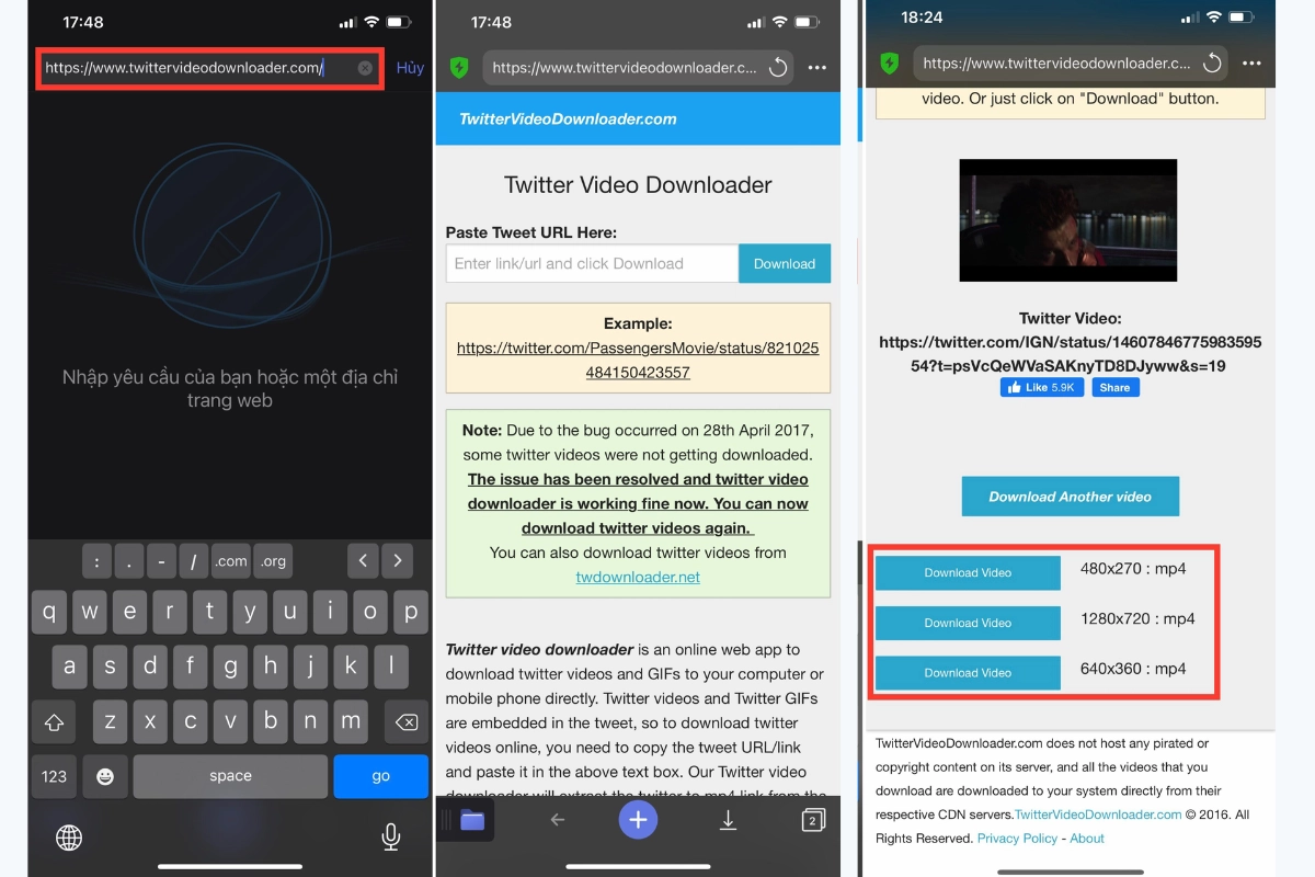 Tải video Twitter trên iOS