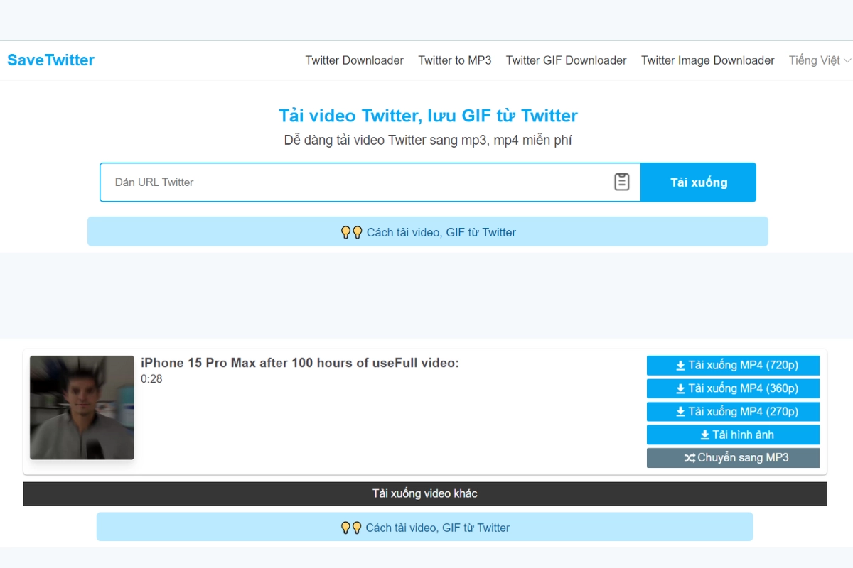 Cách tải video Twitter với SaveTwitter