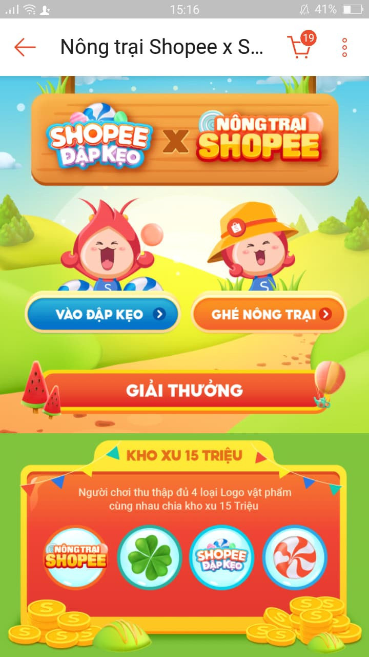 Hình ảnh giao diện game Nông trại shopee